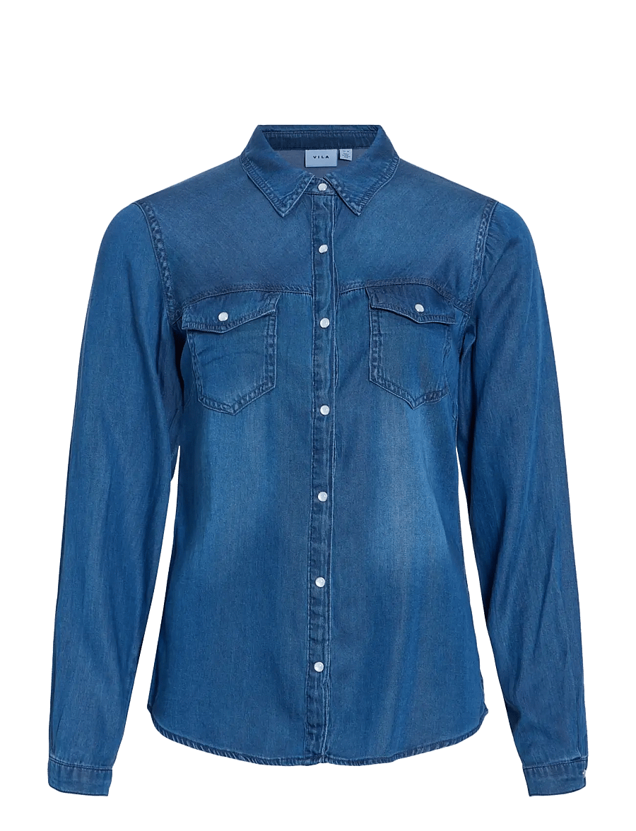 Vila - VIBISTA DENIM SHIRT-NOOS - jeanshemden - dark blue denim - 1