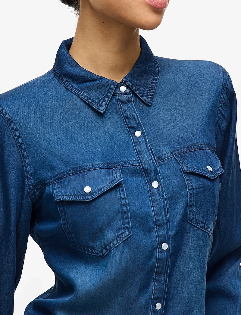 Vila - VIBISTA DENIM SHIRT-NOOS - denimskjorter - dark blue denim - 4