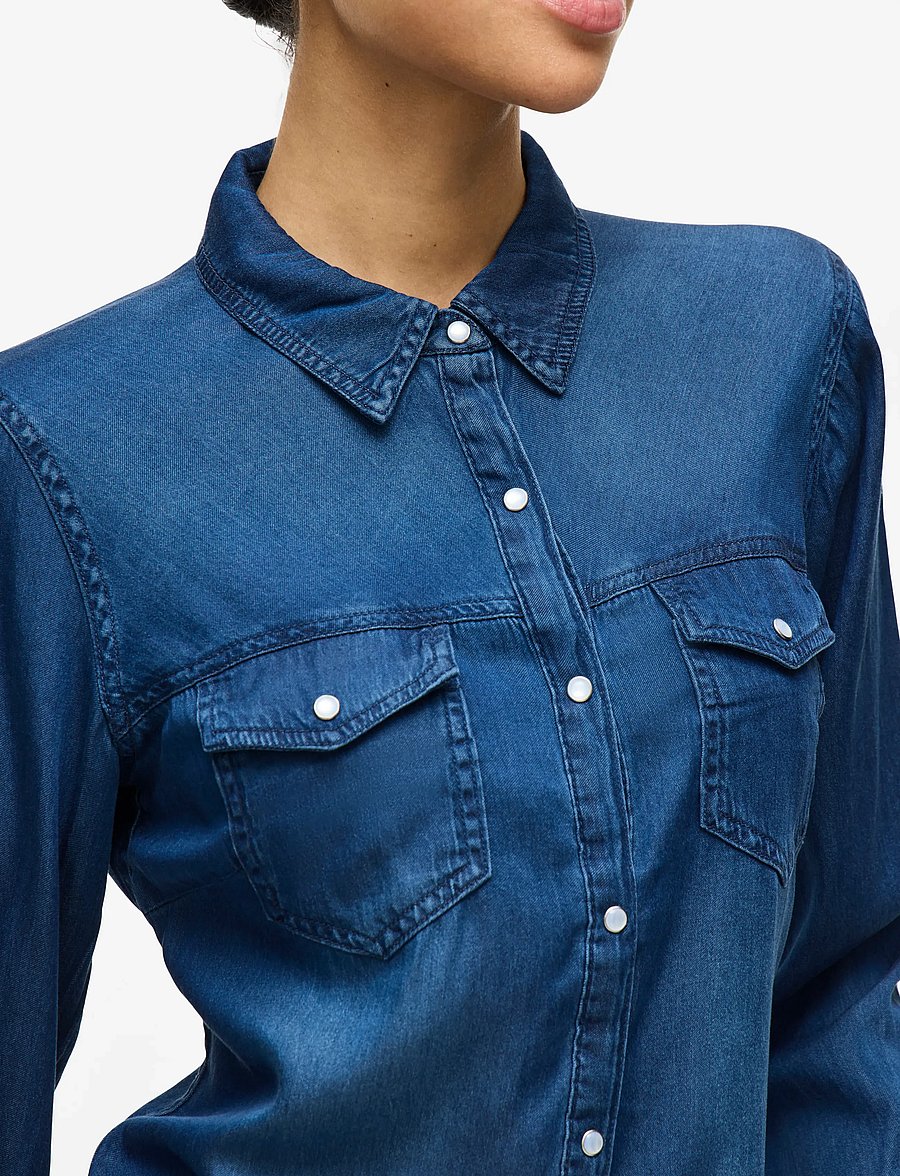 Vila - VIBISTA DENIM SHIRT-NOOS - jeanshemden - dark blue denim - 4