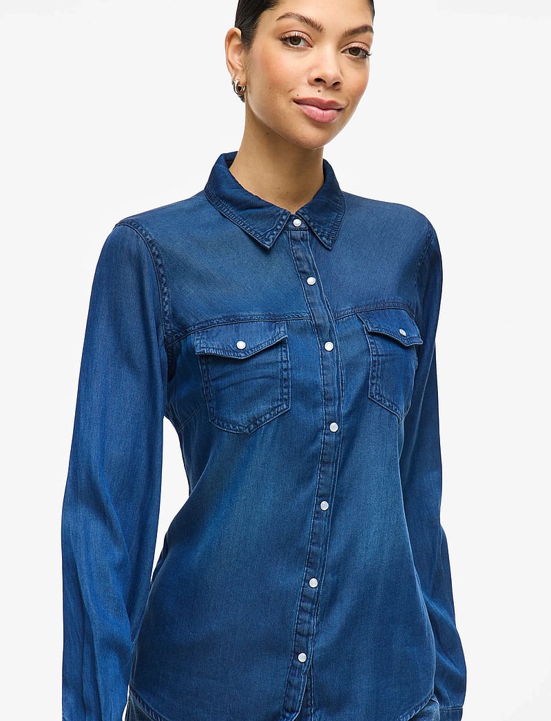 Vila - VIBISTA DENIM SHIRT-NOOS - denimskjorter - dark blue denim - 5