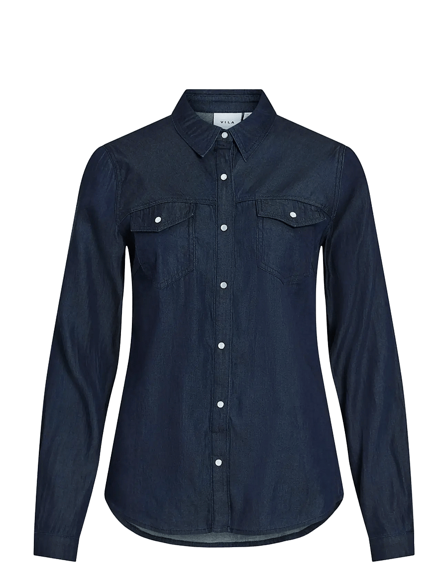 Vila - VIBISTA DENIM SHIRT-NOOS - denimskjorter - dark blue denim - 1