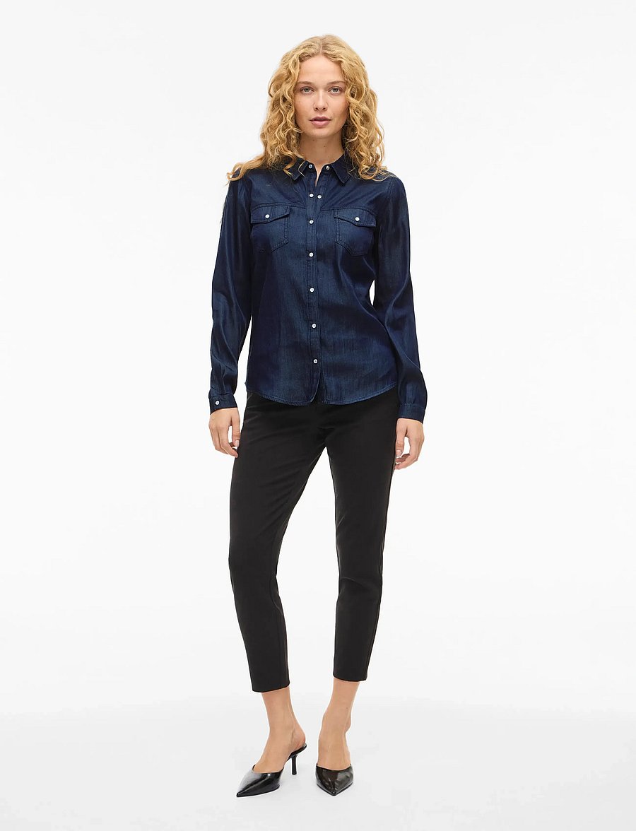 Vila - VIBISTA DENIM SHIRT-NOOS - jeanshemden - dark blue denim - 5