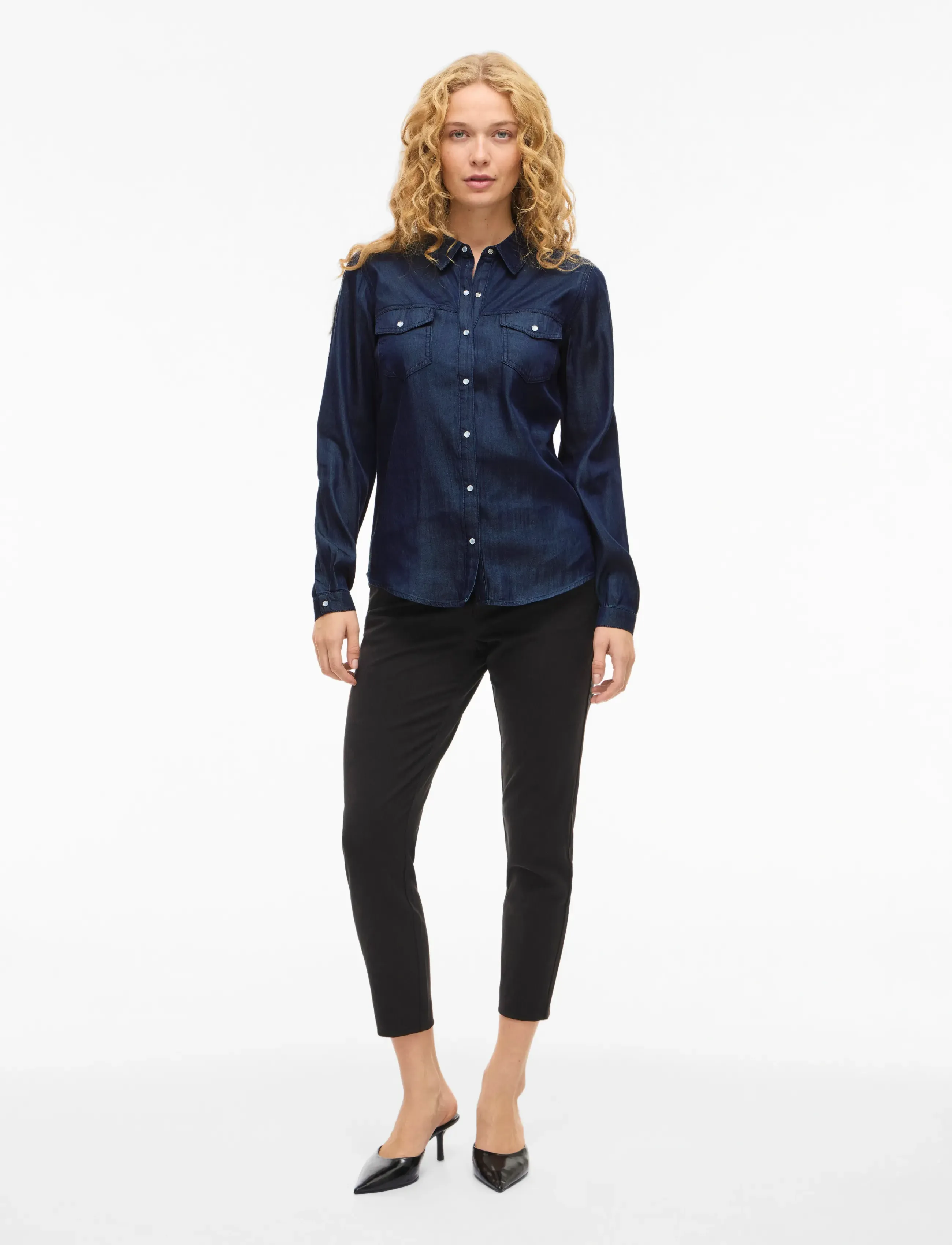 Vila - VIBISTA DENIM SHIRT-NOOS - denimskjorter - dark blue denim - 5