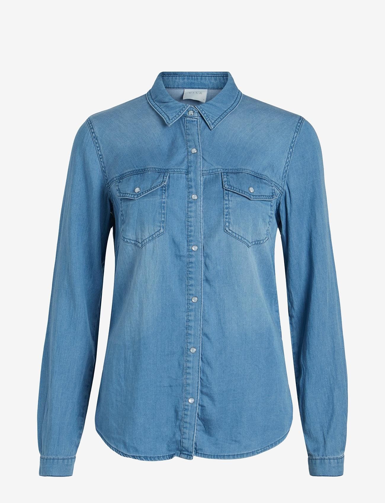 Vila - VIBISTA DENIM SHIRT-NOOS - jeansowe koszule - medium blue denim - 0