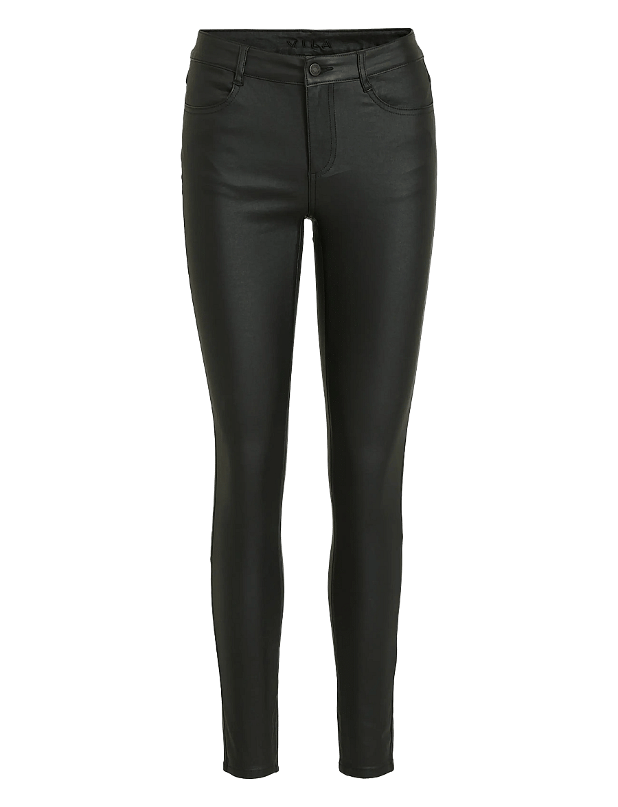 Vila - VICOMMIT COATED RWSK NEW PANT-NOOS - læderbukser - black - 1