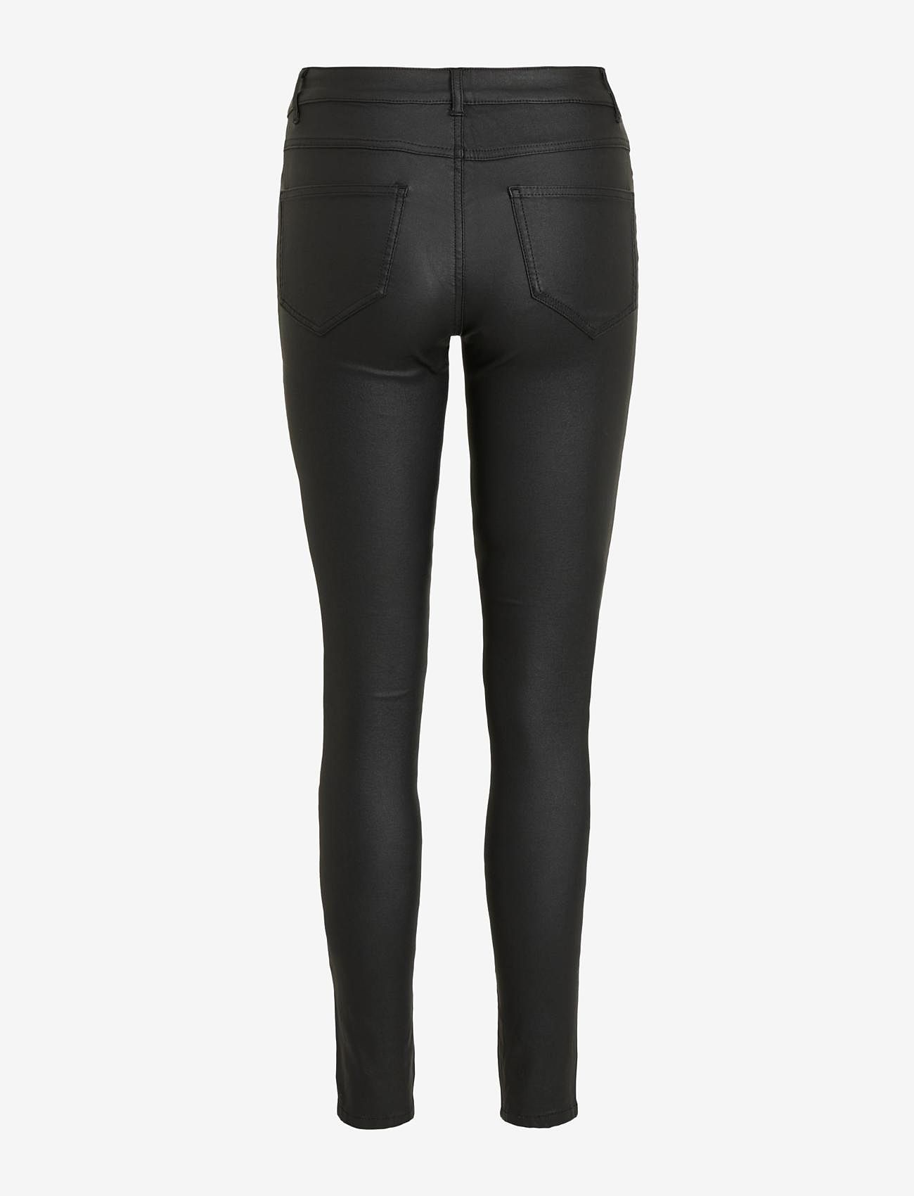 Vila - VICOMMIT COATED RWSK NEW PANT-NOOS - nahkpüksid - black - 2