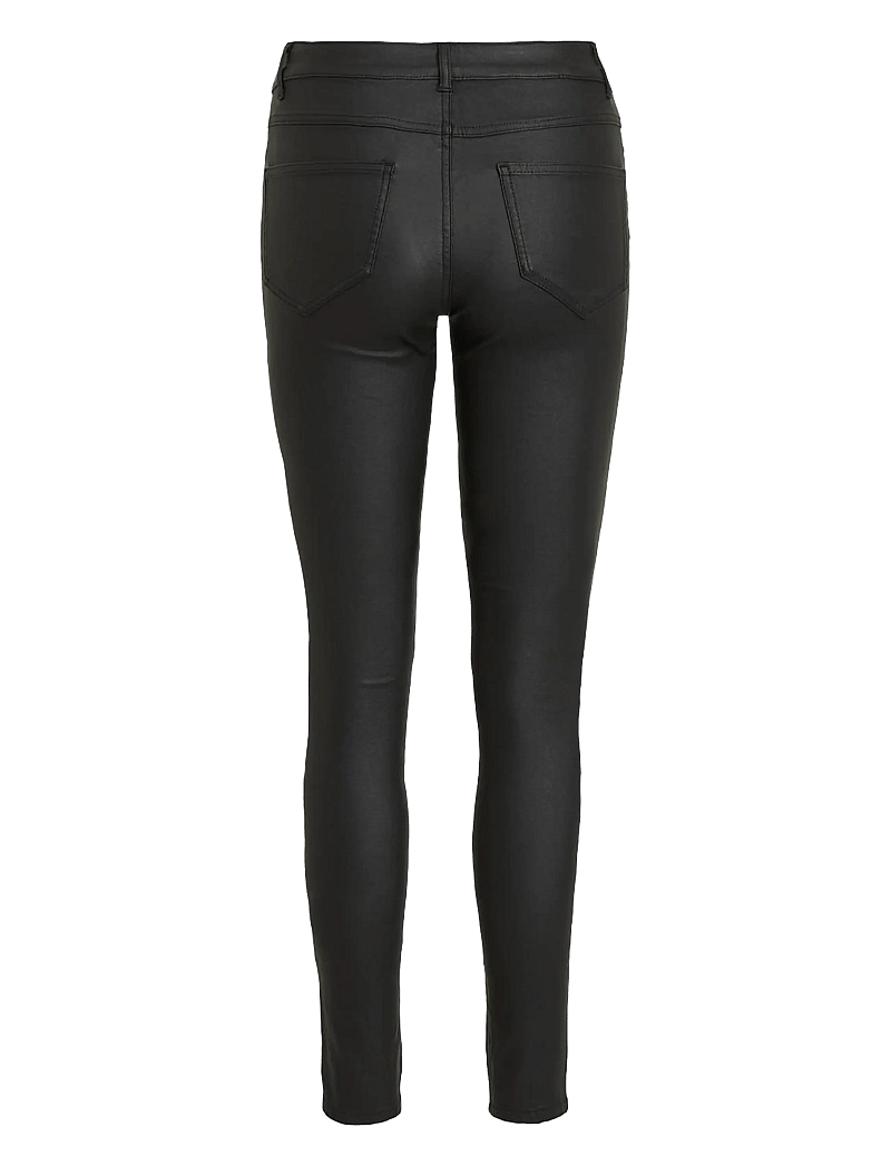 Vila - VICOMMIT COATED RWSK NEW PANT-NOOS - nahkpüksid - black - 2