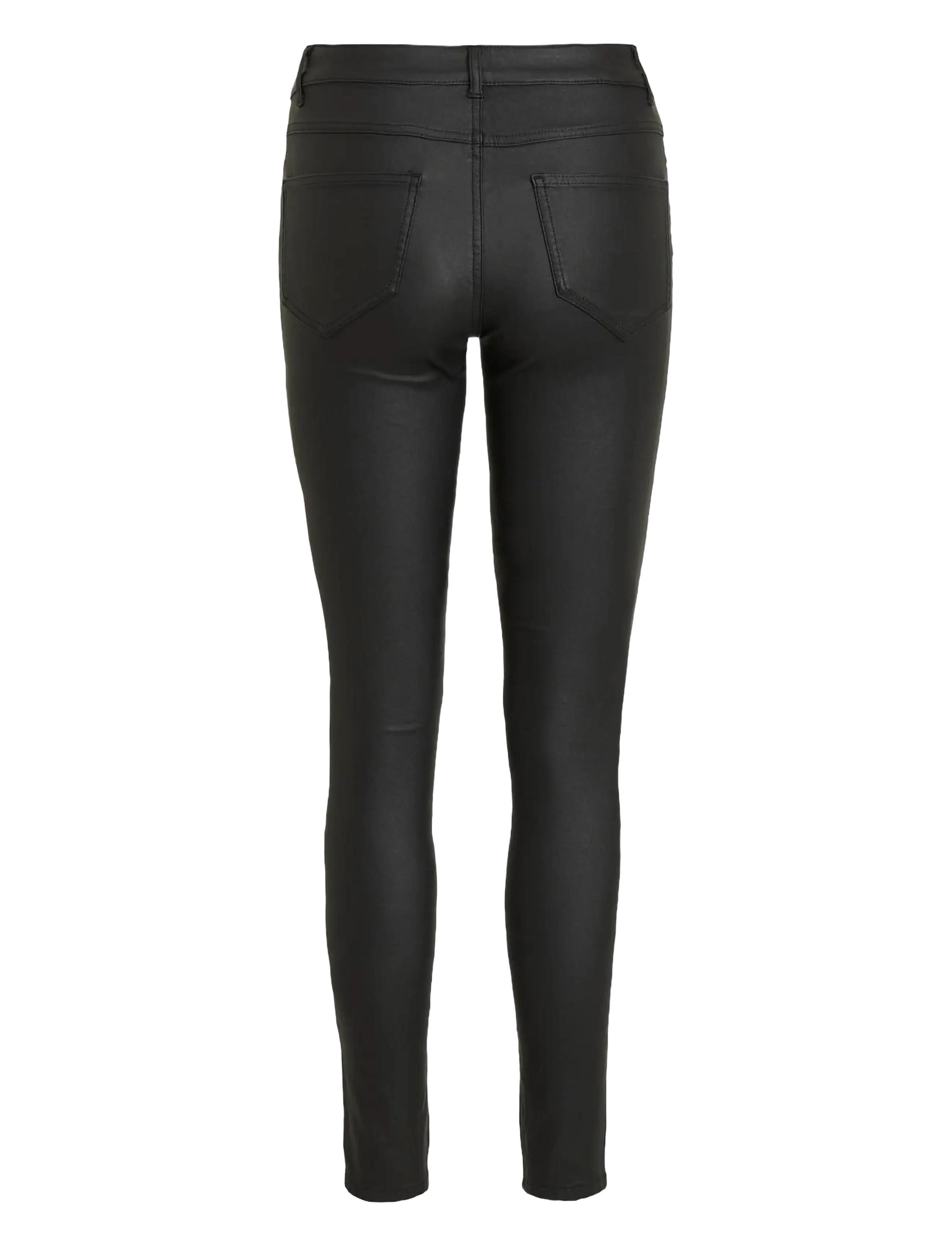 Vila - VICOMMIT COATED RWSK NEW PANT-NOOS - læderbukser - black - 2