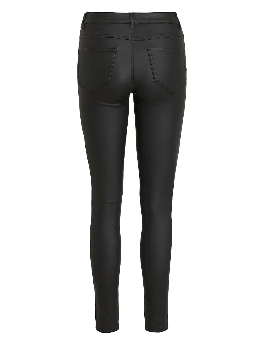 Vila - VICOMMIT COATED RWSK NEW PANT-NOOS - læderbukser - black - 2