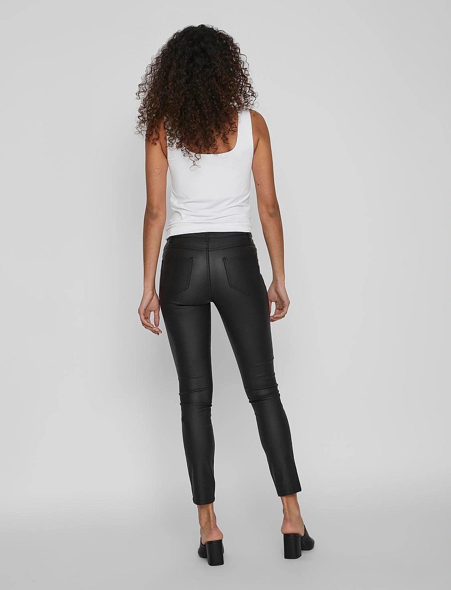 Vila - VICOMMIT COATED RWSK NEW PANT-NOOS - læderbukser - black - 3