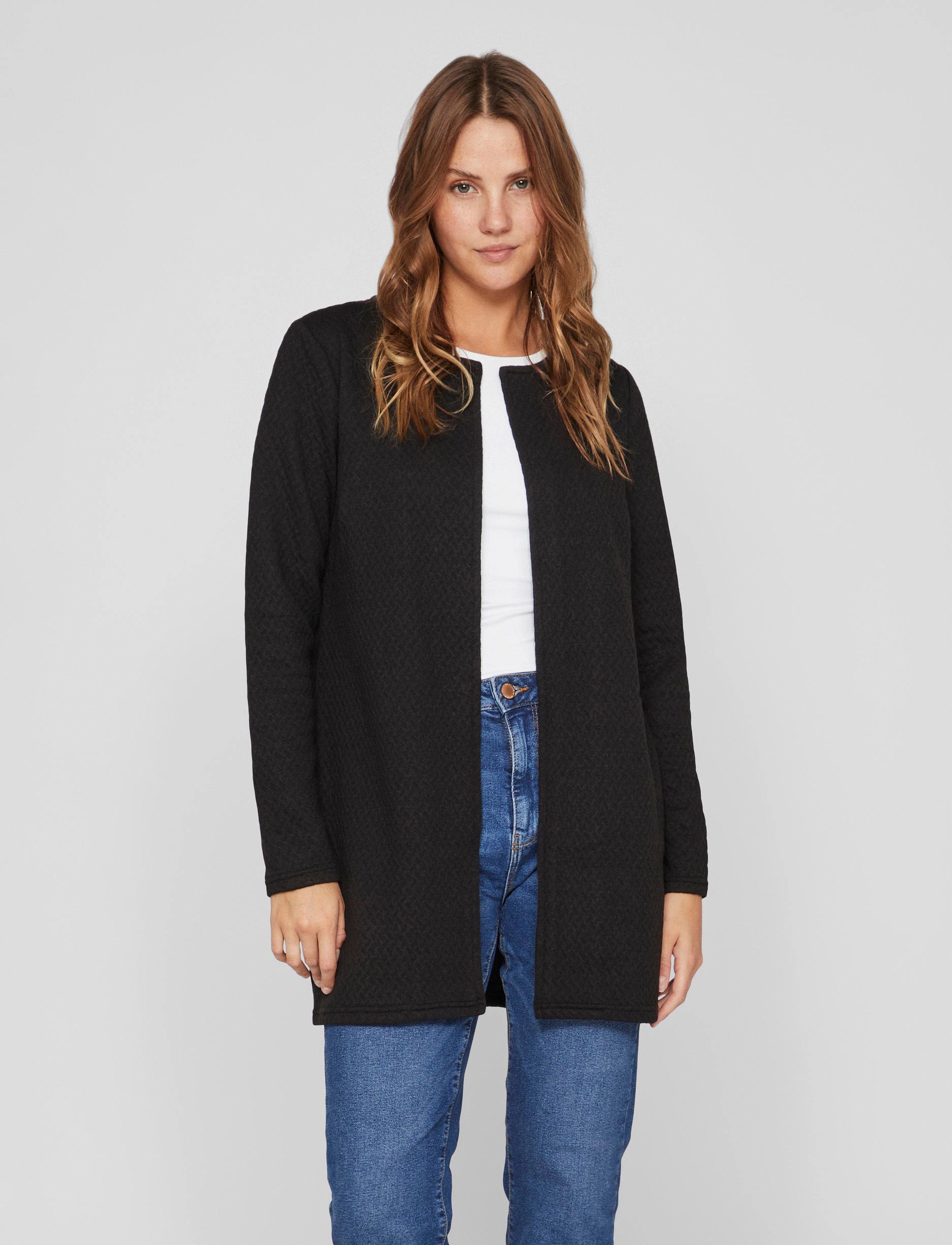 Vila Vinaja New Long Jacket Noos, Kvinder, Kravefri Lang Jakke, Sort, Str: M
