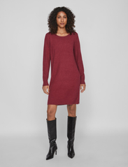 Vila - VIRIL L/S KNIT DRESS - knitted dresses - beet red - 2