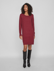 Vila - VIRIL L/S KNIT DRESS - knitted dresses - beet red - 4