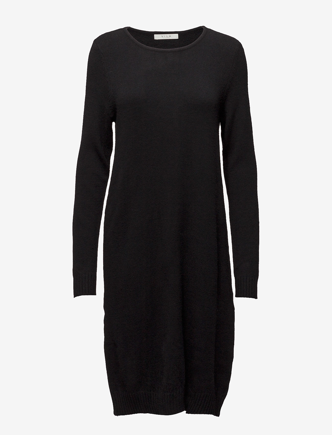 Vila - VIRIL L/S KNIT DRESS - knitted dresses - black - 0