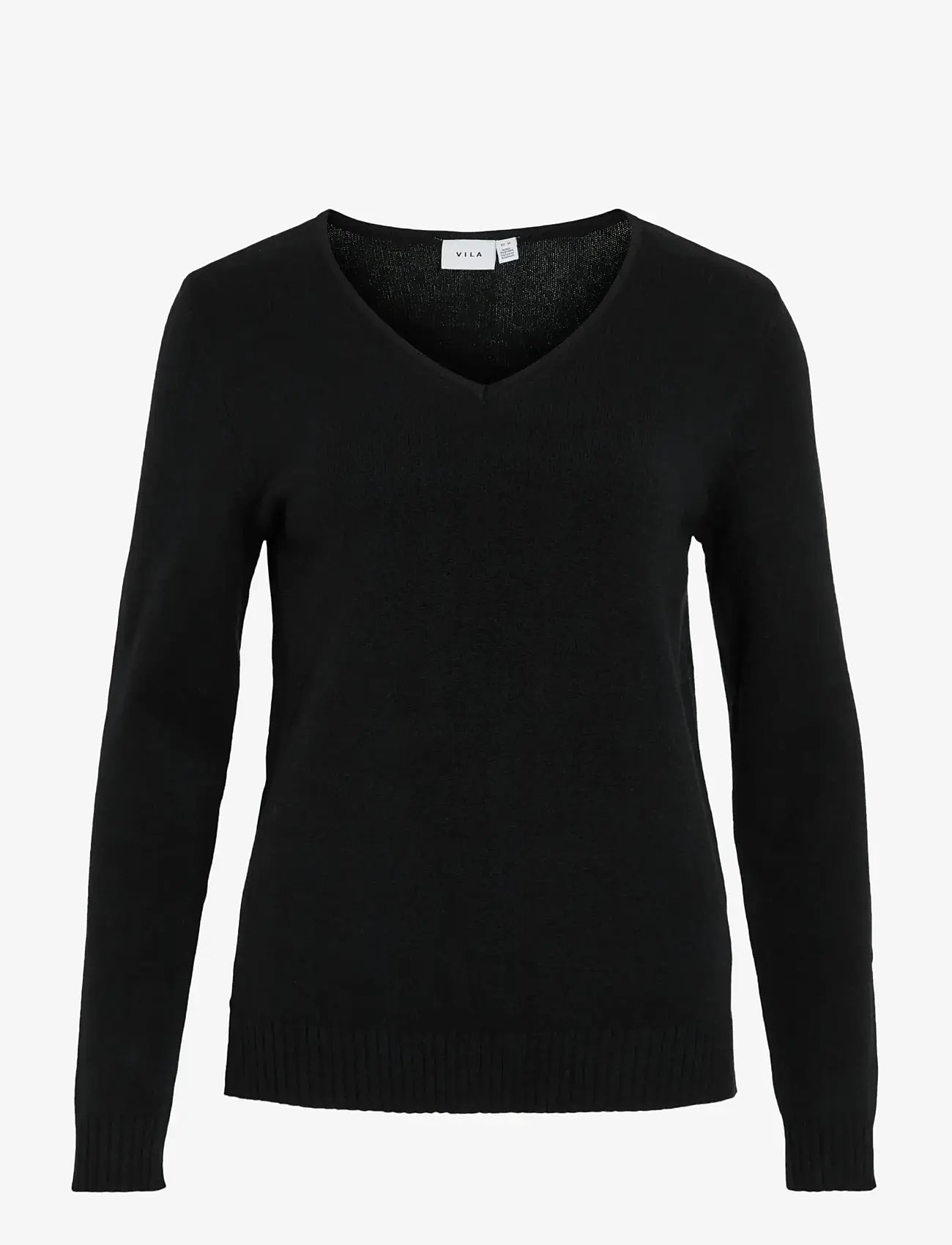 Vila - VIRIL V-NECK L/S  KNIT TOP - NOOS - stickade tröjor - black - 1
