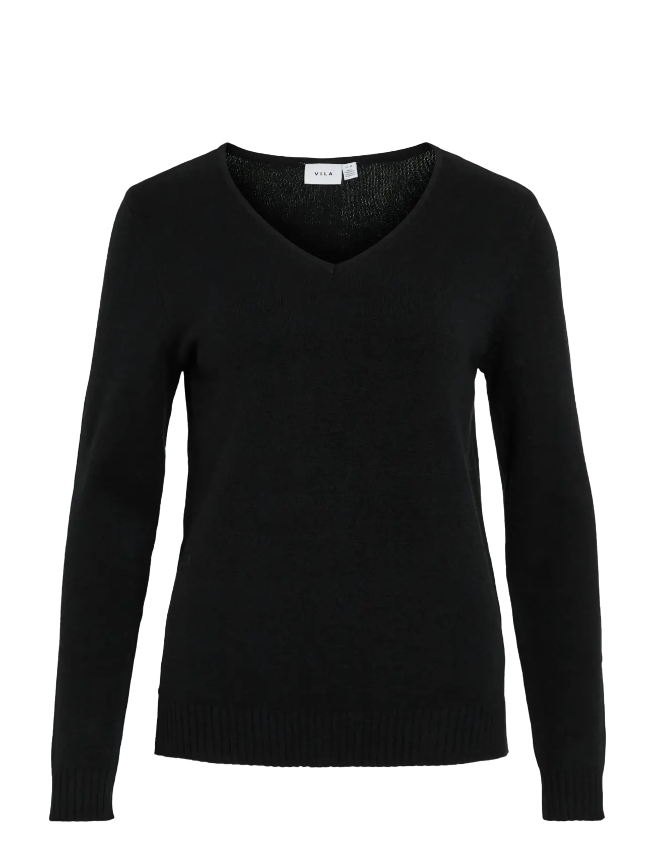 Vila VIRIL V-NECK L/S  KNIT TOP - NOOS - Pullover - BLACK / black