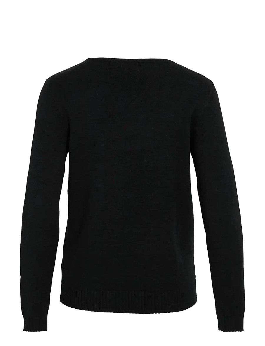 Vila - VIRIL V-NECK L/S KNIT TOP - NOOS - striktrøjer - black - 2