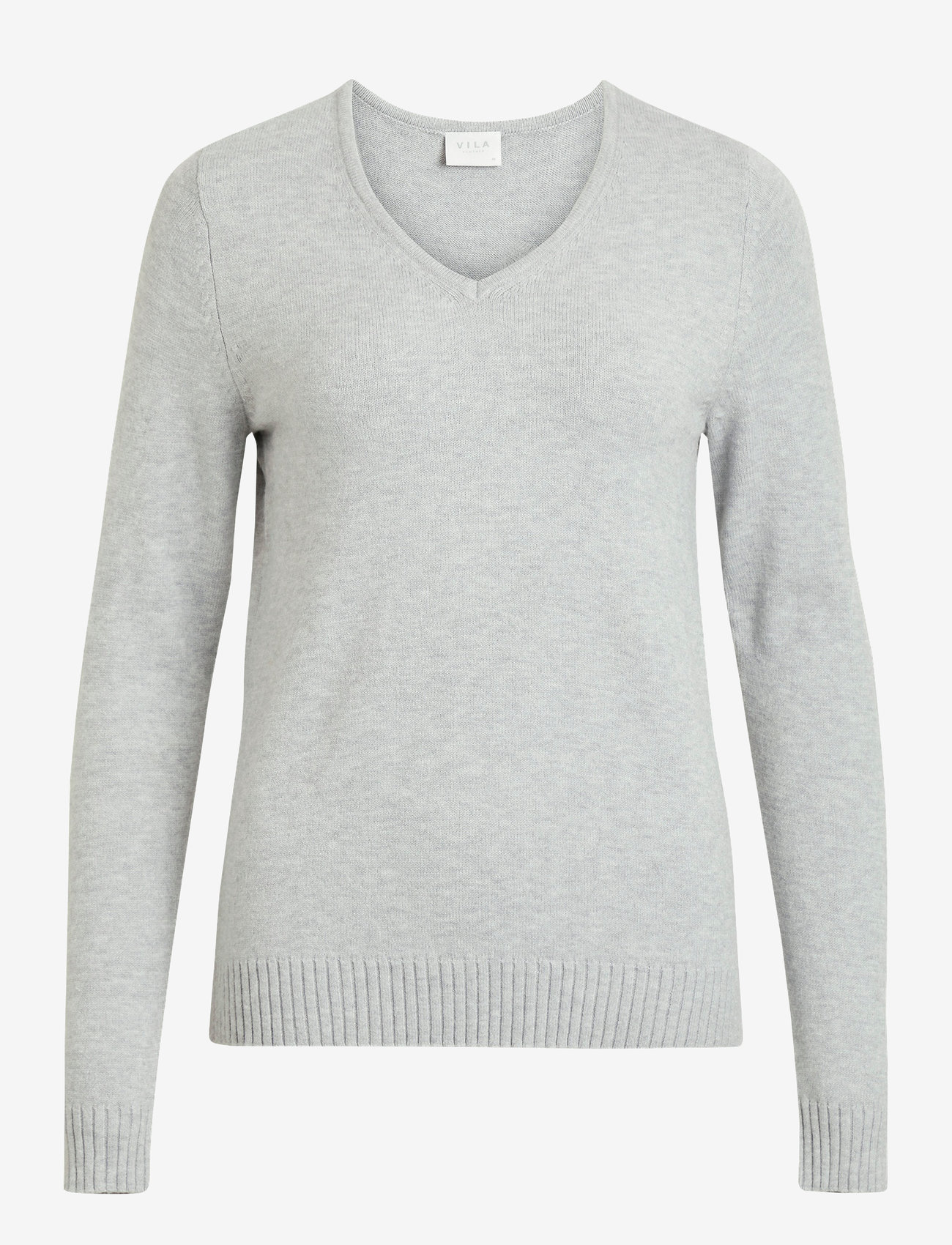 Vila - VIRIL V-NECK L/S  KNIT TOP - NOOS - striktrøjer - light grey melange - 1