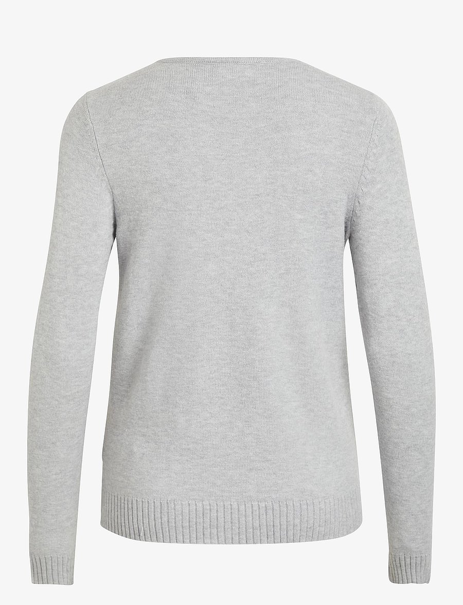 Vila - VIRIL V-NECK L/S KNIT TOP - NOOS - sviitrid - light grey melange - 2