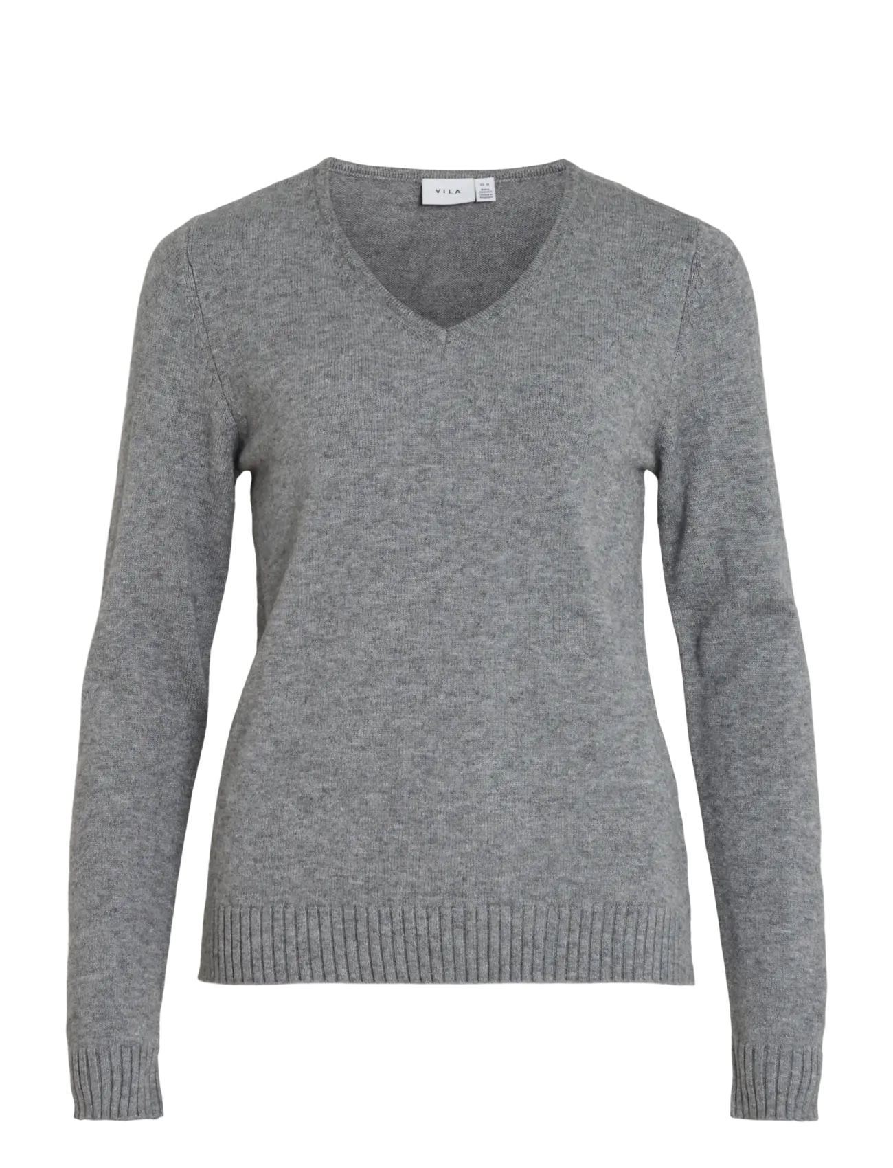 VIRIL V-NECK L/S  KNIT TOP - NOOS - MEDIUM GREY MELANGE