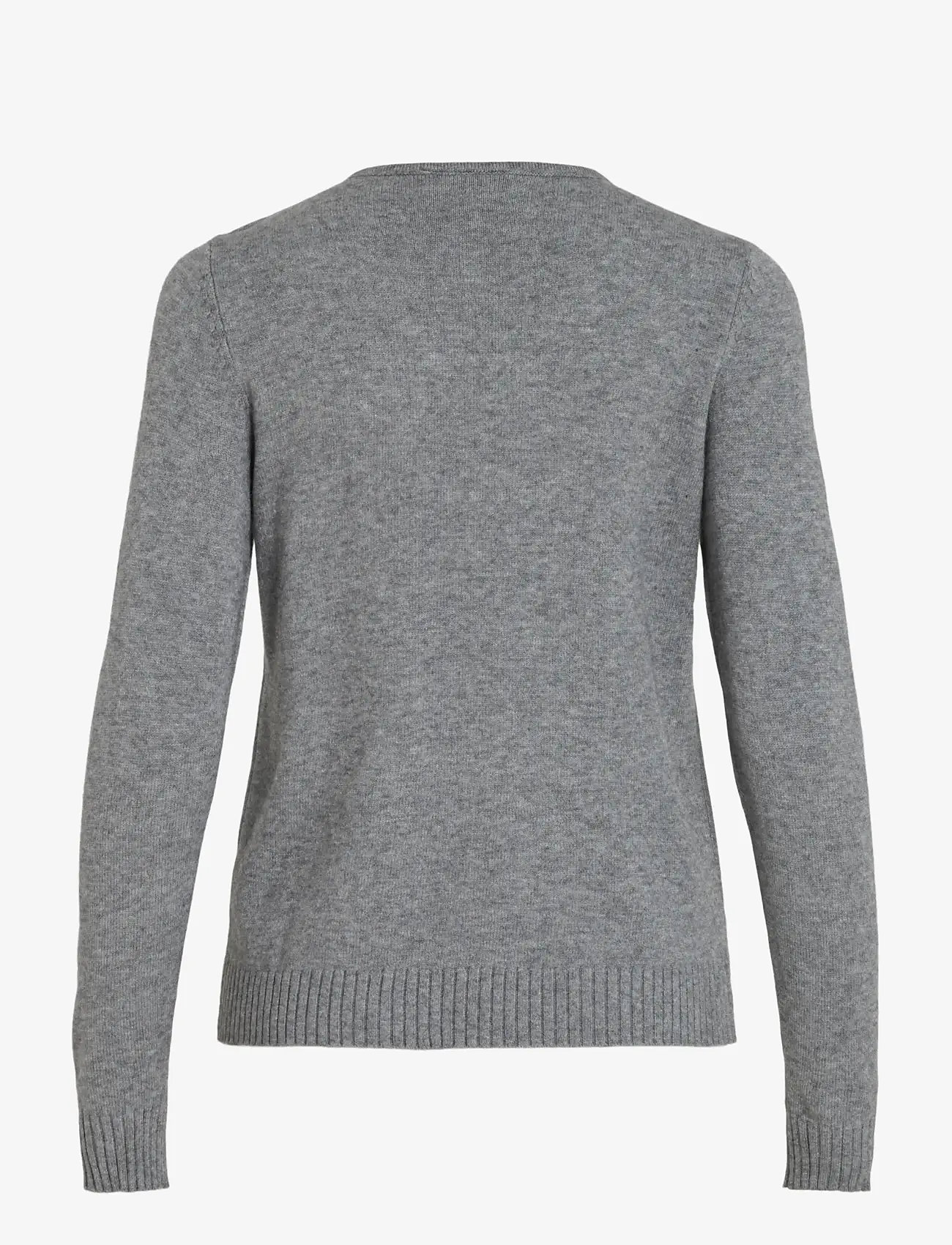 Vila - VIRIL V-NECK L/S  KNIT TOP - NOOS - sviitrid - medium grey melange - 2