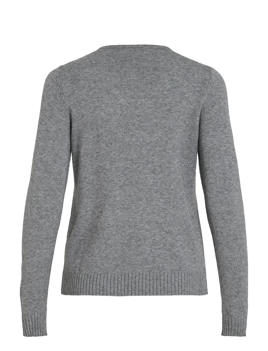 Vila - VIRIL V-NECK L/S KNIT TOP - NOOS - pullover - medium grey melange - 2