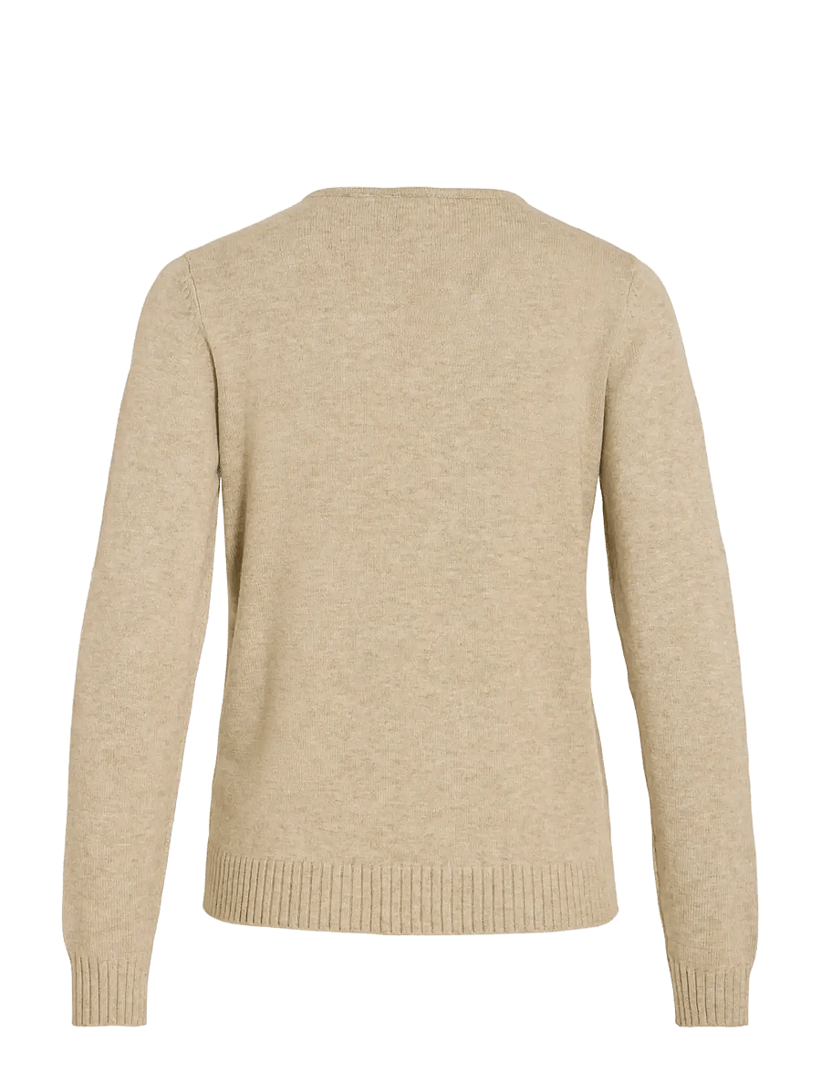 Vila - VIRIL V-NECK L/S KNIT TOP - NOOS - striktrøjer - natural melange - 2