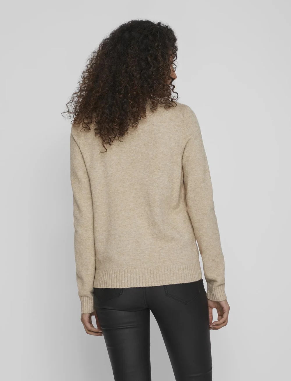 Vila - VIRIL V-NECK L/S KNIT TOP - stickade tröjor - natural melange - 3