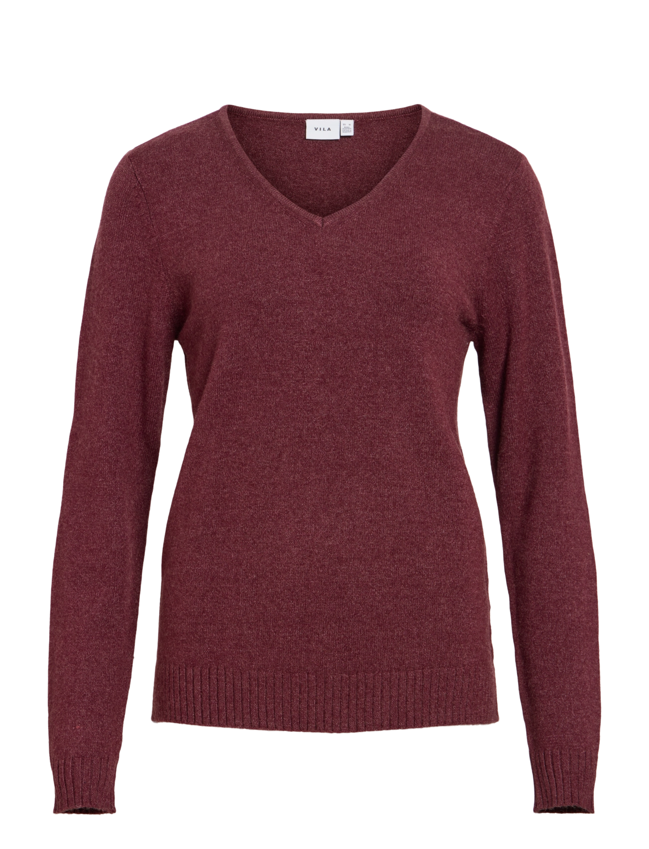 Vila VIRIL V-NECK L/S  KNIT TOP - NOOS - Vila - PORT ROYALE / burgundy