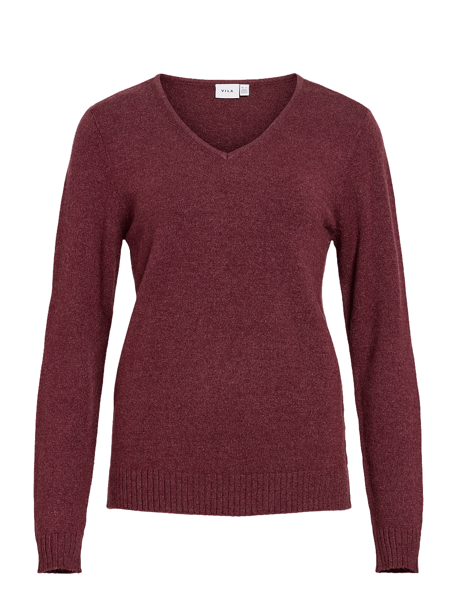 Vila - VIRIL V-NECK L/S KNIT TOP - NOOS - kampsunid - port royale - 1