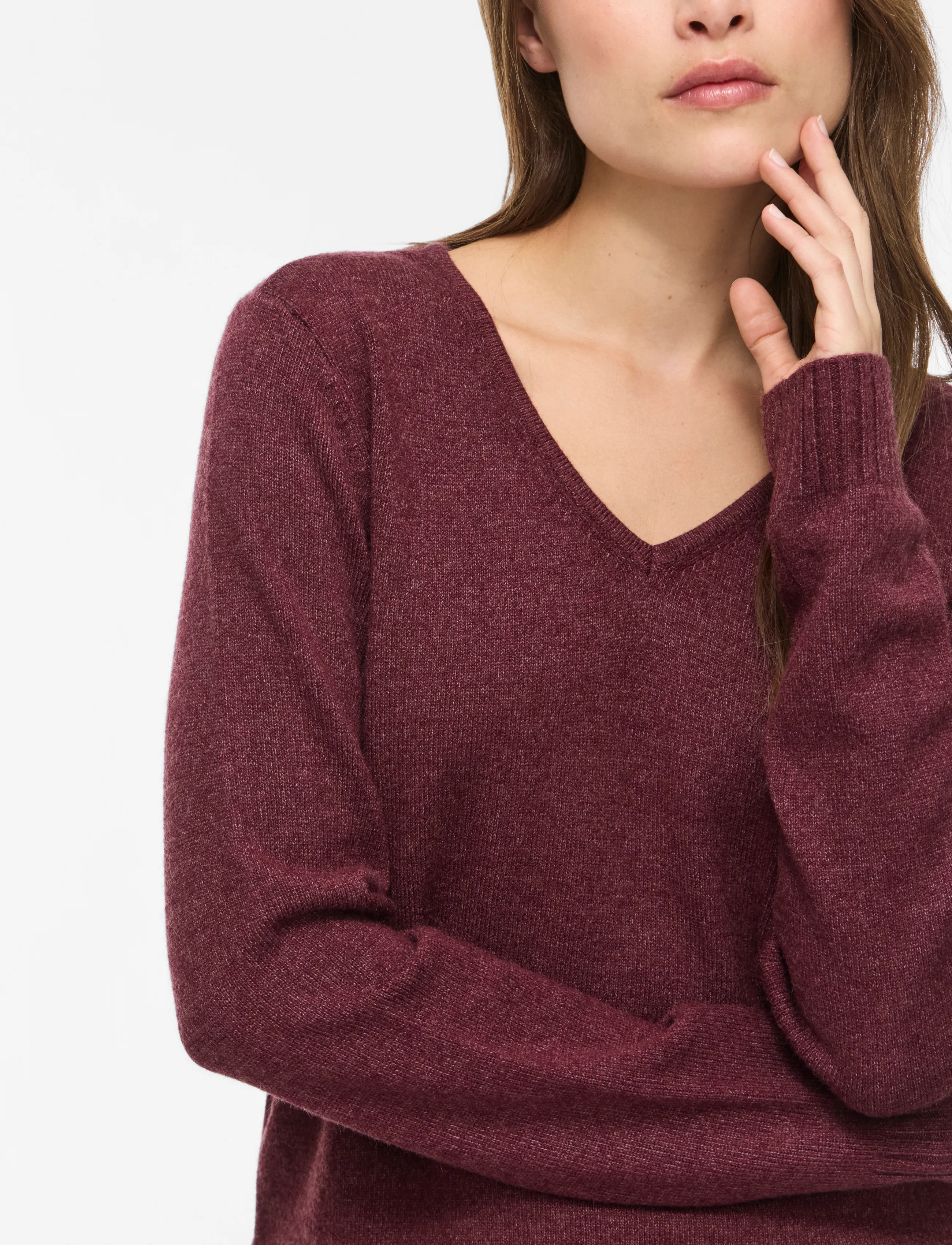 Vila - VIRIL V-NECK L/S  KNIT TOP - NOOS - kampsunid - port royale - 5