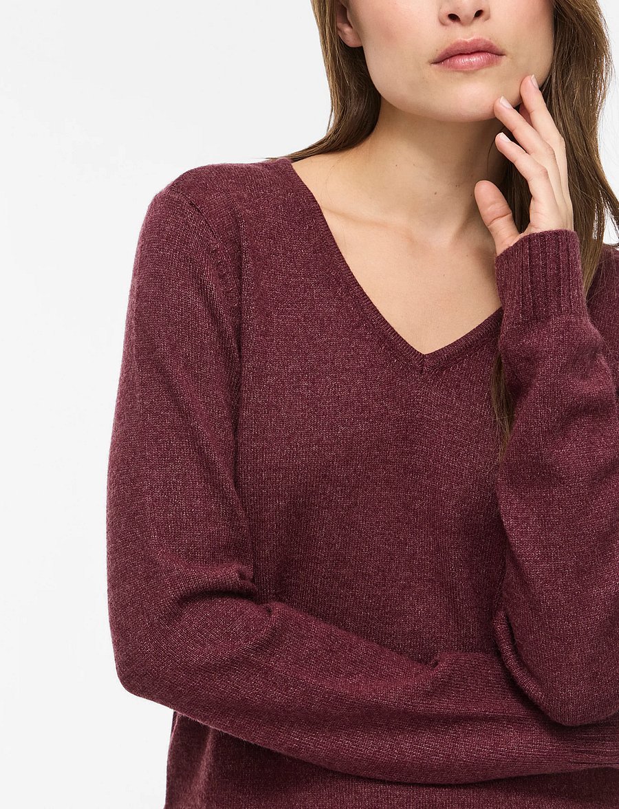 Vila - VIRIL V-NECK L/S KNIT TOP - NOOS - kampsunid - port royale - 5