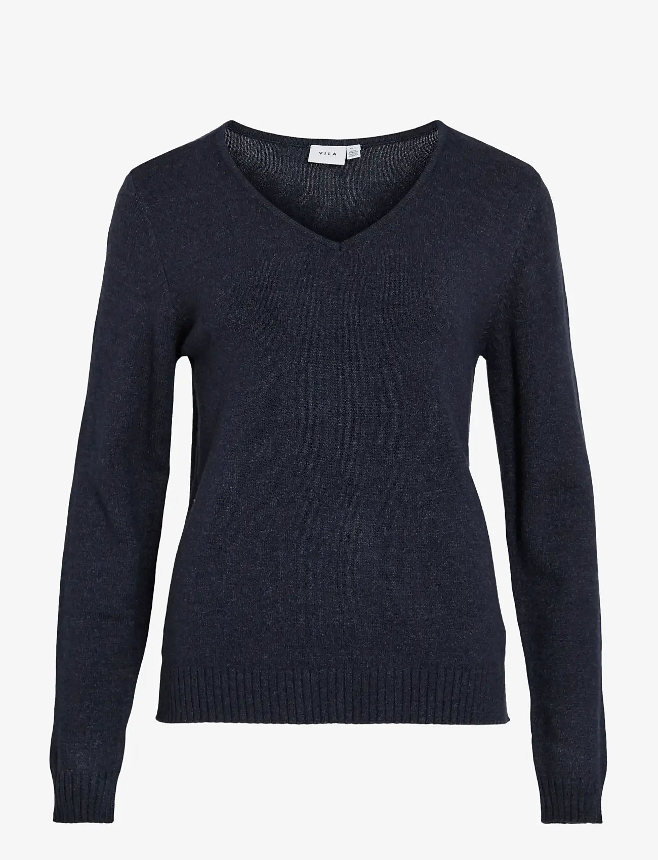 Vila - VIRIL V-NECK L/S  KNIT TOP - NOOS - neulepuserot - total eclipse - 1