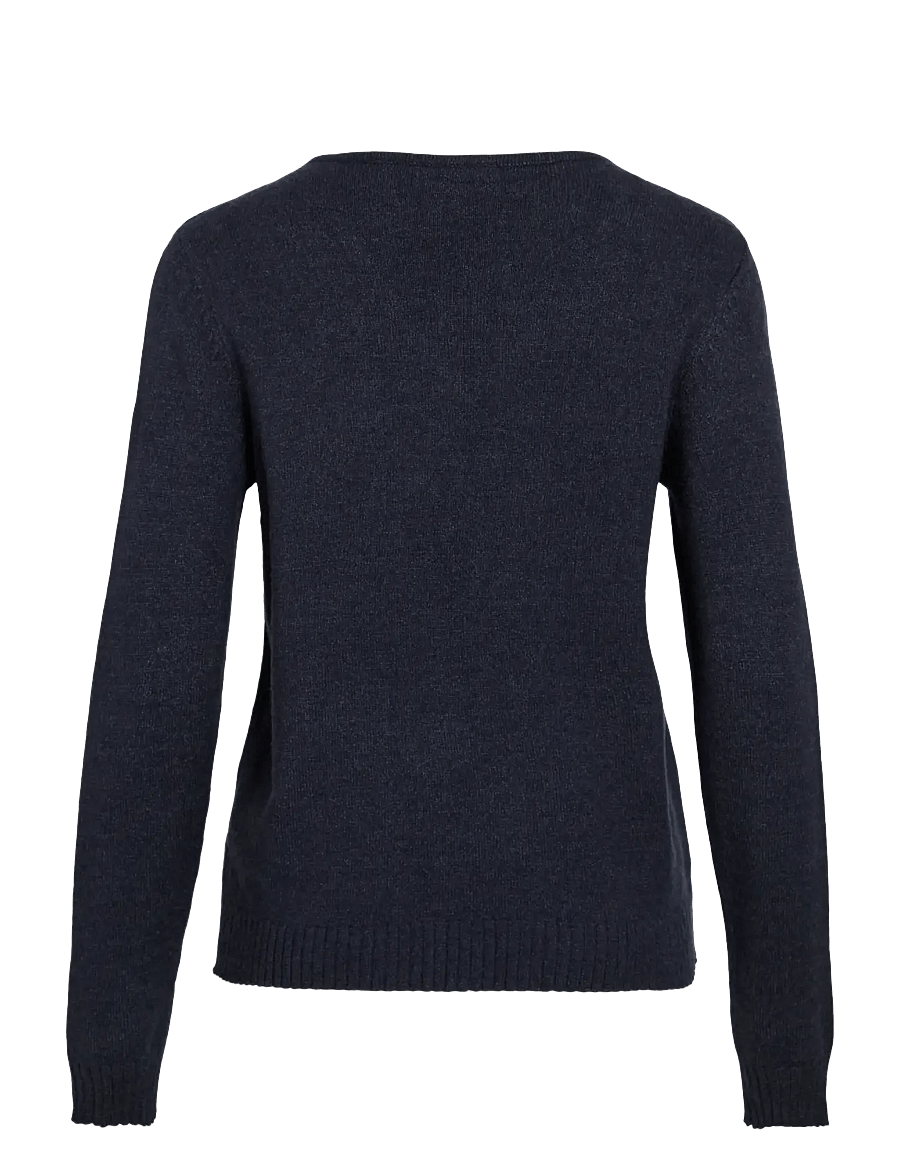 Vila - VIRIL V-NECK L/S KNIT TOP - NOOS - sviitrid - total eclipse - 2