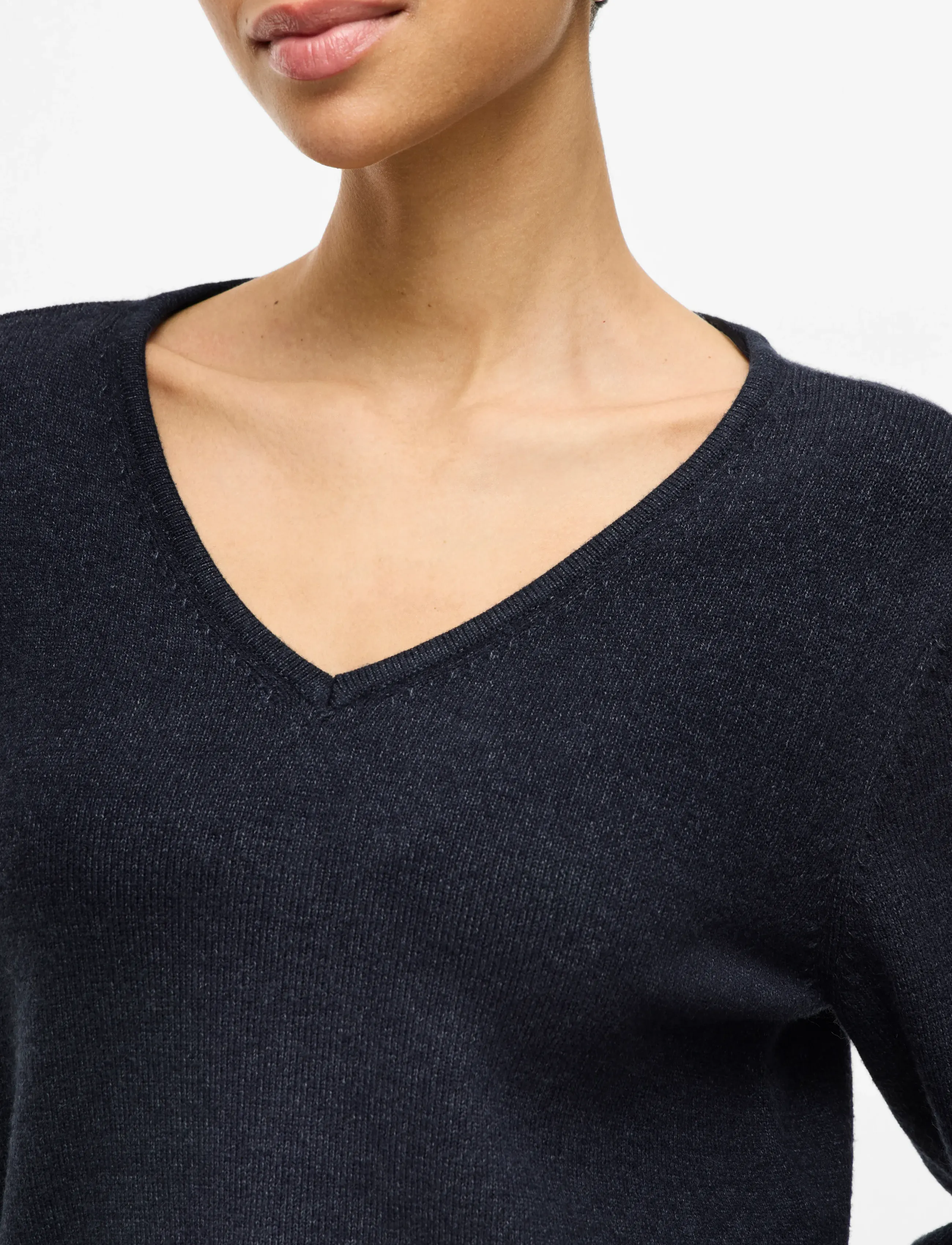 Vila - VIRIL V-NECK L/S  KNIT TOP - NOOS - stickade tröjor - total eclipse - 4