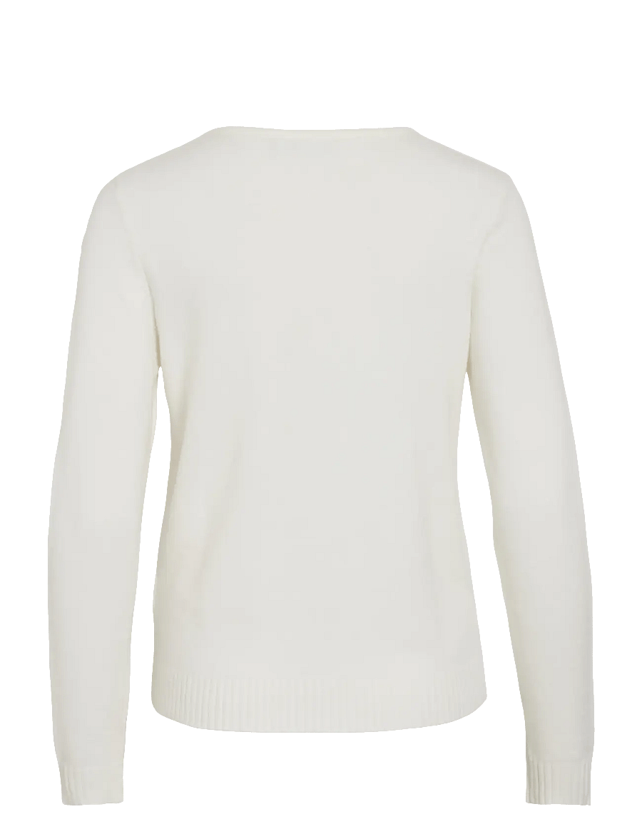Vila - VIRIL V-NECK L/S KNIT TOP - NOOS - pullover - white alyssum - 2
