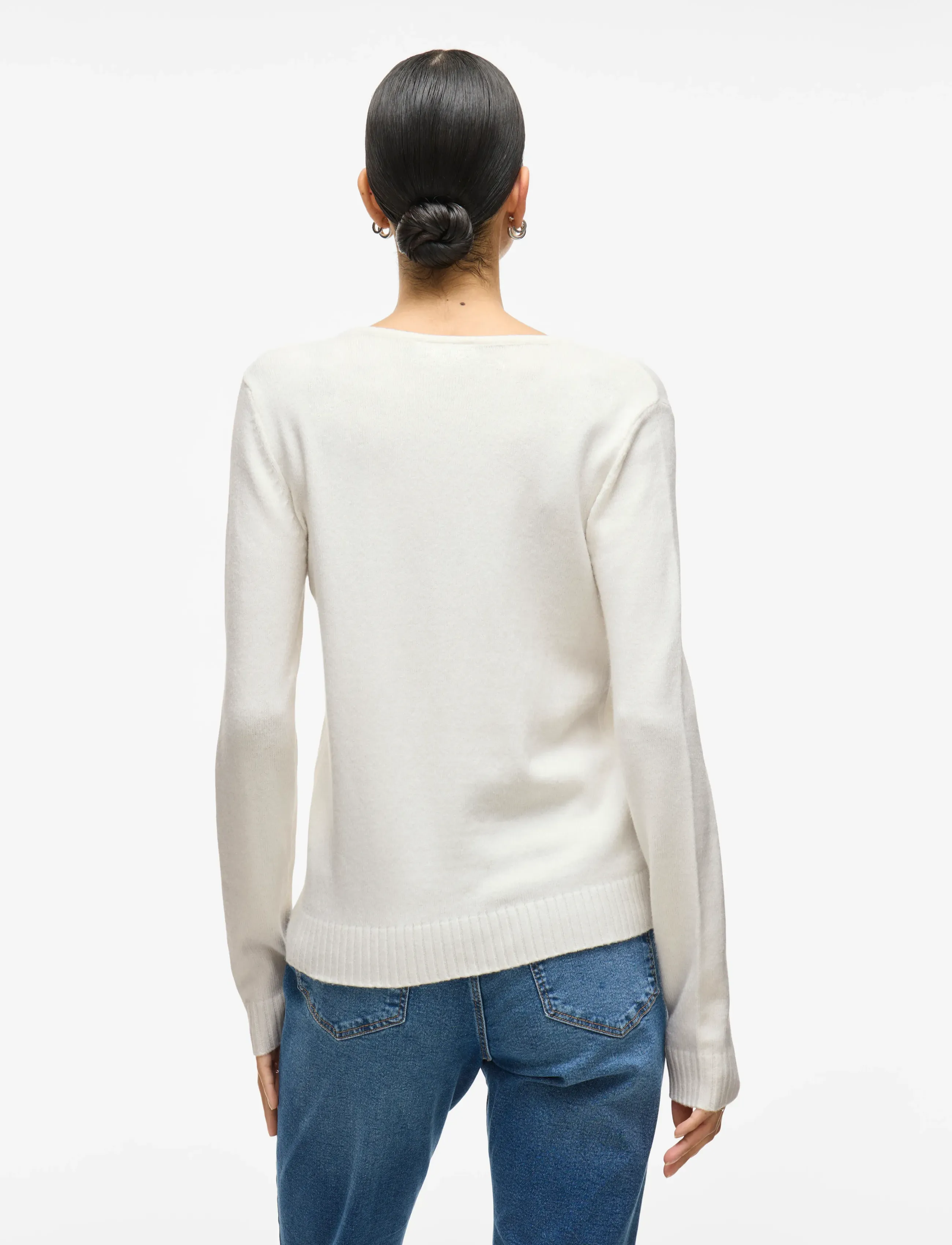 Vila - VIRIL V-NECK L/S  KNIT TOP - NOOS - pullover - white alyssum - 3