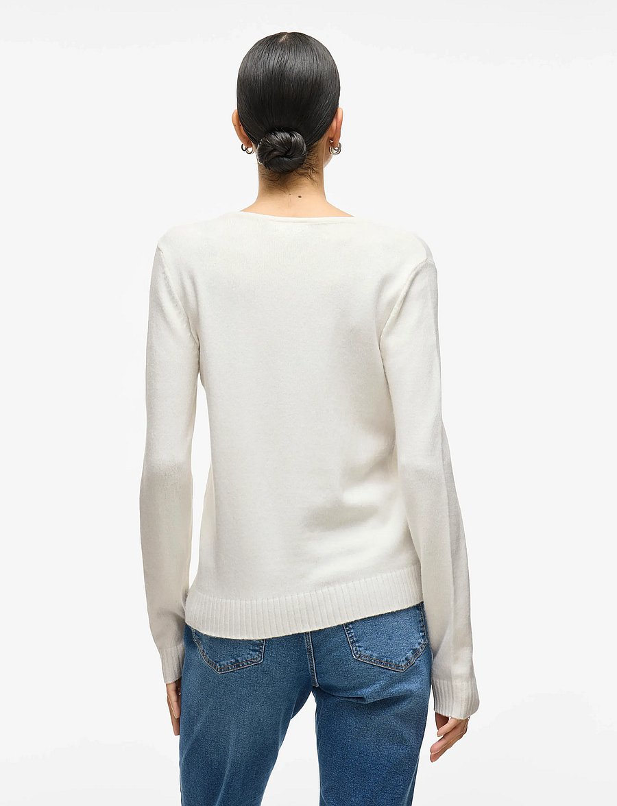 Vila - VIRIL V-NECK L/S KNIT TOP - NOOS - pullover - white alyssum - 3