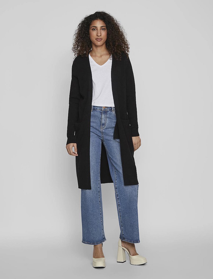 Vila - VIRIL LONG L/S KNIT CARDIGAN - koftor - black - 4