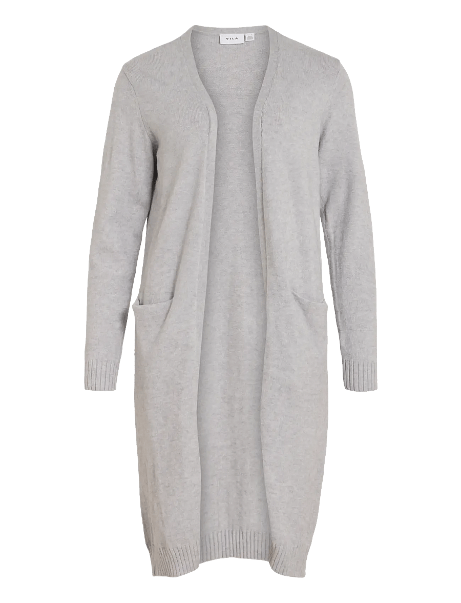 Vila - VIRIL LONG L/S KNIT CARDIGAN - NOOS - strickjacken - light grey melange - 1
