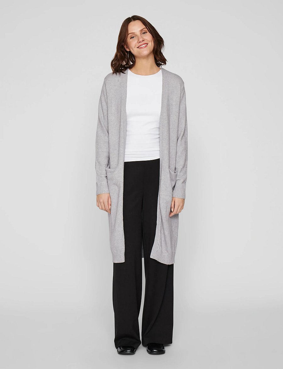 Vila - VIRIL LONG L/S KNIT CARDIGAN - NOOS - strickjacken - light grey melange - 4