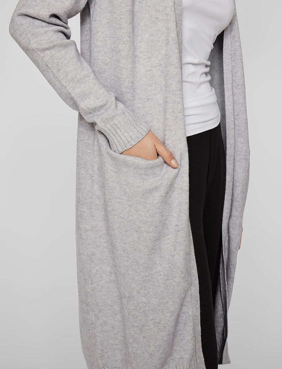 Vila - VIRIL LONG L/S KNIT CARDIGAN - NOOS - strickjacken - light grey melange - 5