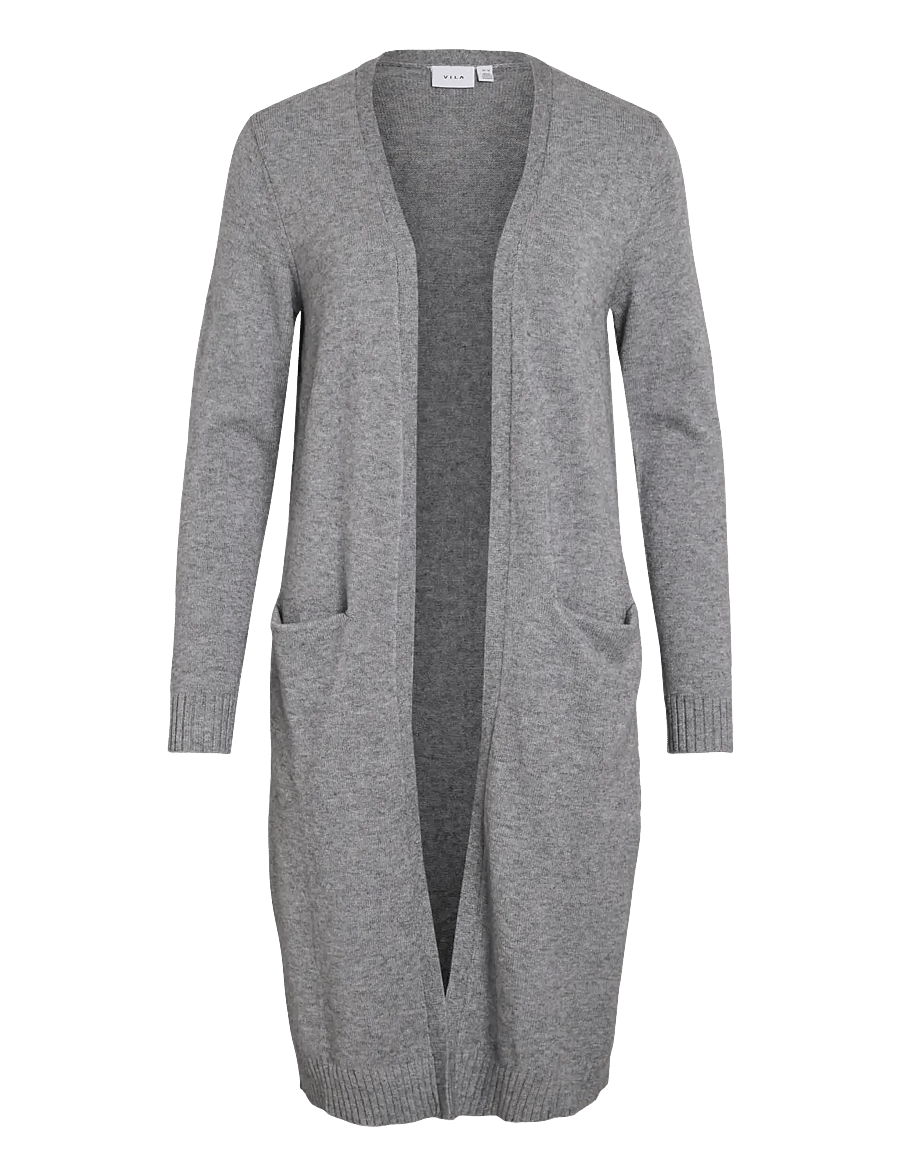 Vila - VIRIL LONG L/S KNIT CARDIGAN - NOOS - kardiganid - medium grey melange - 1