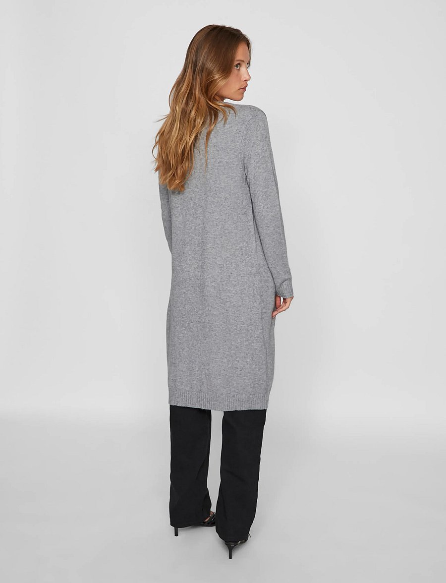 Vila - VIRIL LONG L/S KNIT CARDIGAN - NOOS - kardiganid - medium grey melange - 3