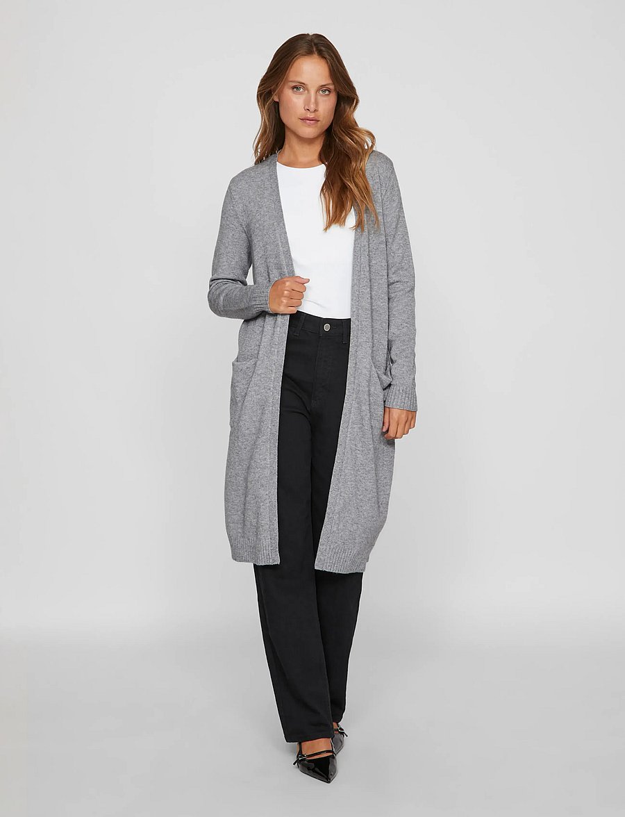 Vila - VIRIL LONG L/S KNIT CARDIGAN - NOOS - kardiganid - medium grey melange - 4