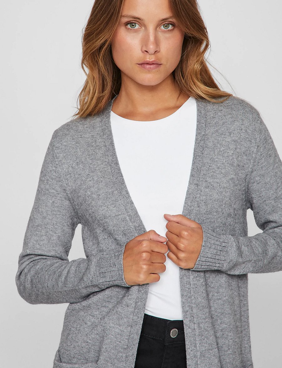 Vila - VIRIL LONG L/S KNIT CARDIGAN - NOOS - kardiganid - medium grey melange - 5