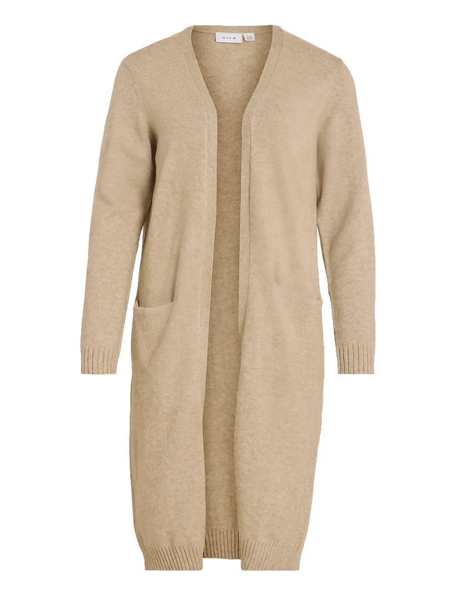 Vila - VIRIL LONG L/S KNIT CARDIGAN - gebreide vesten - natural melange - 1