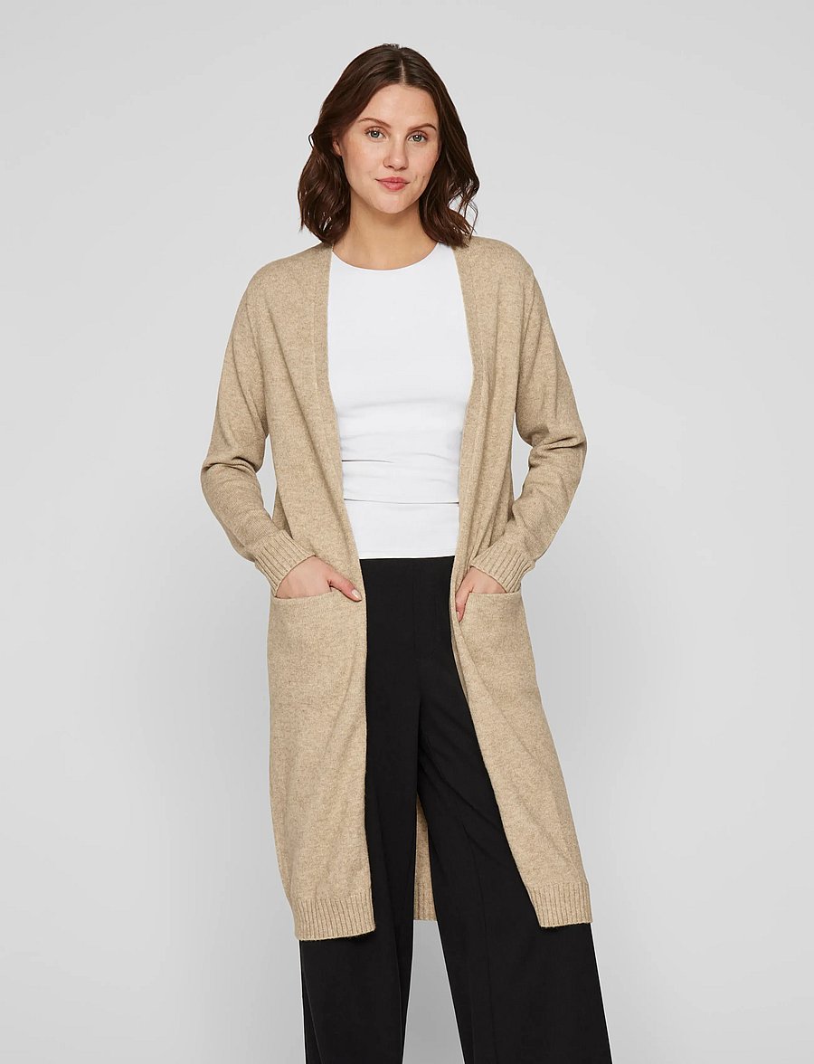 Vila - VIRIL LONG L/S KNIT CARDIGAN - gebreide vesten - natural melange - 4