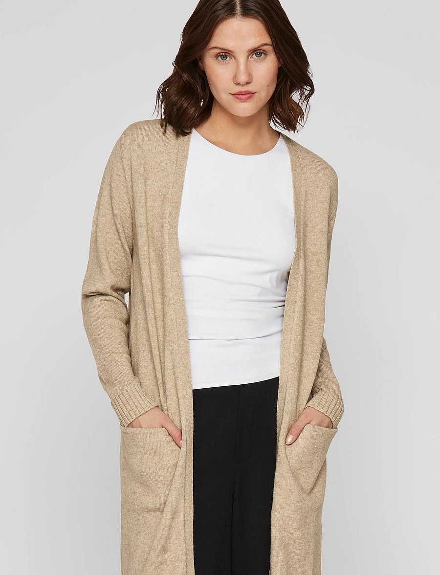 Vila - VIRIL LONG L/S KNIT CARDIGAN - gebreide vesten - natural melange - 5