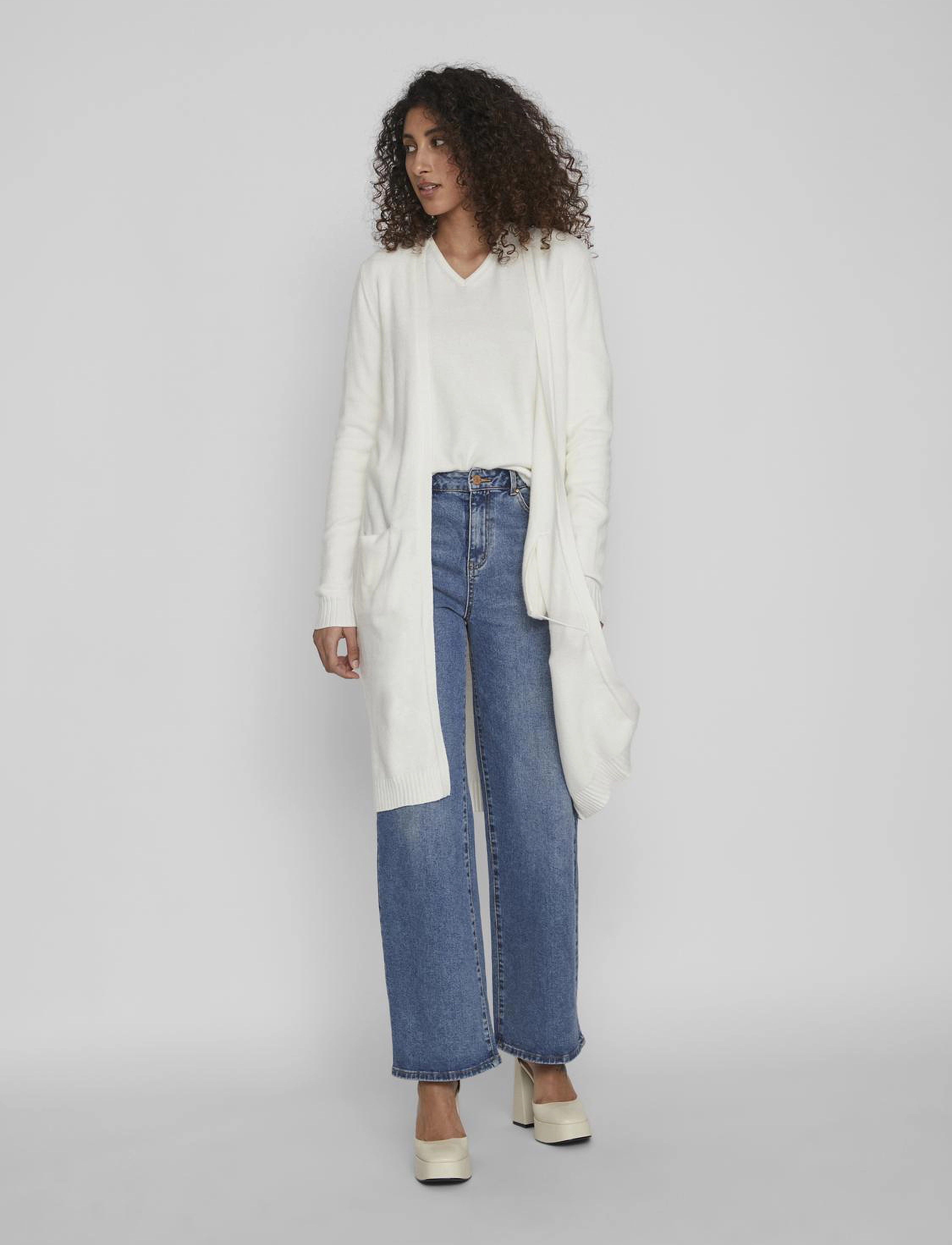 Vila - VIRIL LONG L/S  KNIT CARDIGAN - NOOS - cardigans - white alyssum - 4